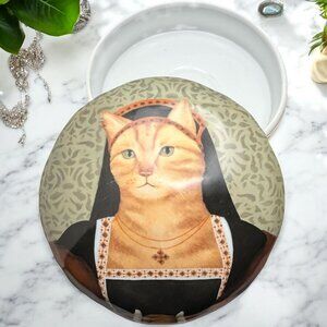 Carol Lew Renaissance Cats Collection 2-Piece 7" Dish "Lady Catherine Weston"
